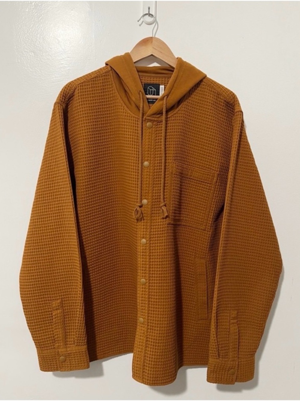 Original Use Waffle-Knit Hooded Shirt — Rust